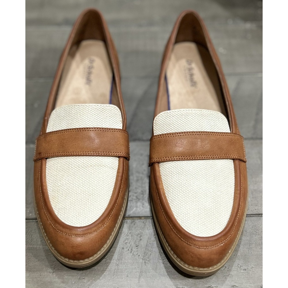 Dr. Scholl's Brown and Cream Leather-Trim Loafers
